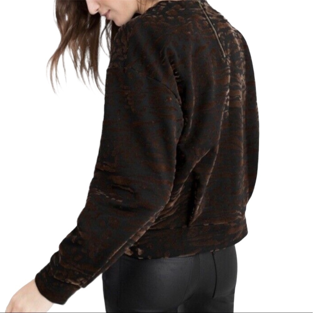 Paris Atelier & Other Stories Animal Print Velvet Dark Brown Sweater Size 2